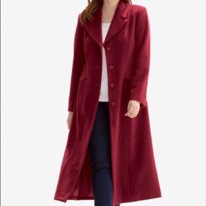 Jessica London - NWT Burgundy Long Wool Peacoat!
